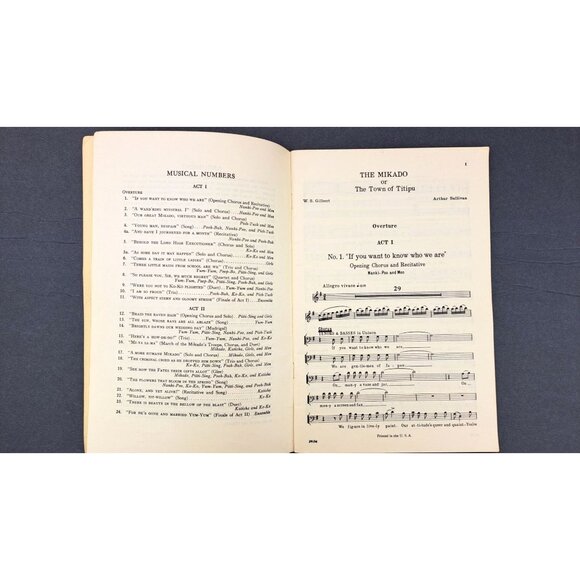Vintage Schirmer Edition The Mikado Town Of Titipu Music Book Gilbert Sullivan - Picture 5 of 5